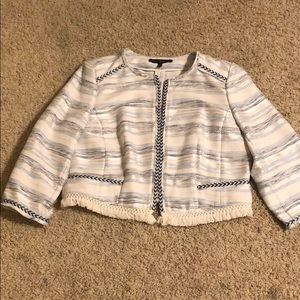 WHBM Blue & Silver Cropped Jacket Size 16
